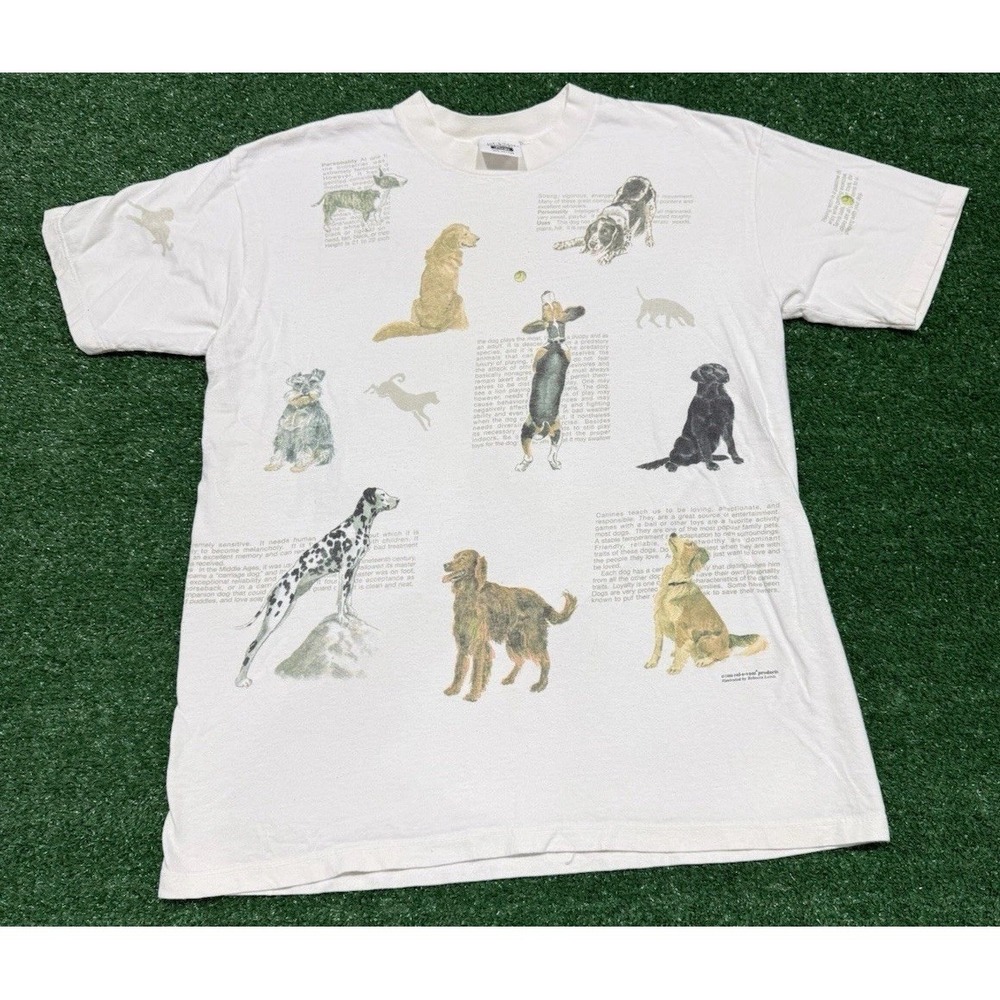 Vintage Mens Graphic 1999 Relevant Products Dogs Print All Over Size Large